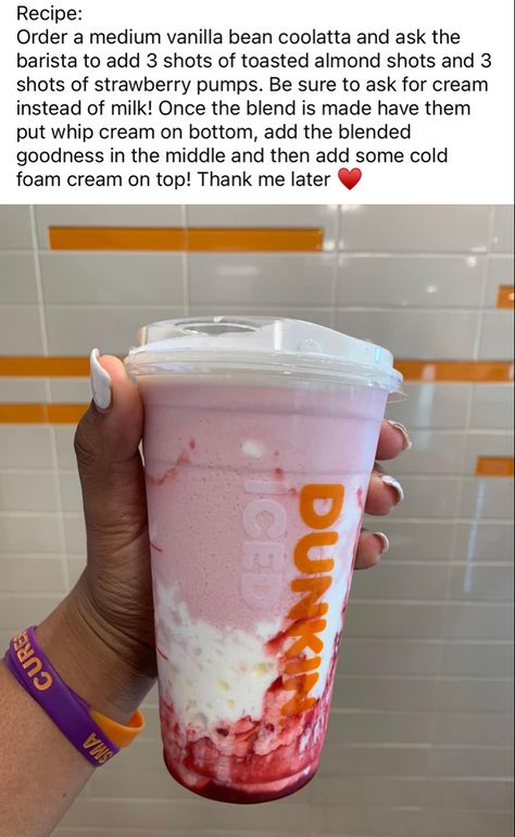 Dunkin Drinks No Coffee, Custom Dunkin Drinks, Best Dunkin Donuts Drinks, Dunkin Donuts Coffee Drinks, Dunkin Drinks, Dunkin Iced Coffee, Dunkin Donuts Iced Coffee, Starbucks Secret Menu Recipes, Cold Starbucks Drinks