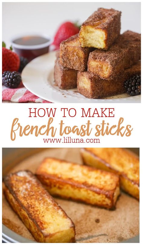 Homemade French Toast Sticks, Kid Friendly Breakfast, French Toast Sticks Recipe, French Toast Recipe Cinnamon, Sweet French Toast, French Toast Bites, Homemade French Toast, Sweet Brunch, Brioche French Toast