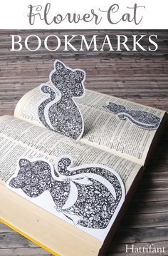 Corner Bookmark Diy, Bookmark Corner, Coloring Pens, Cat Bookmark, Corner Bookmark, Idee Cricut, Flower Cat, Cat Coloring, Creative Bookmarks