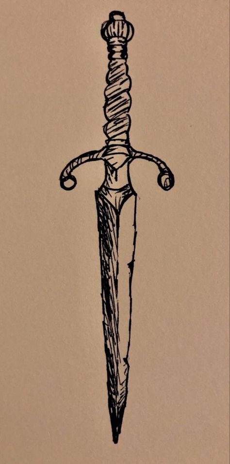 Sketches Of Swords, Aesthetic Knife Tattoo, Knife Tattoo Simple, Dagger Arm Tattoo, Medieval Drawings Sketch, Dainty Dagger Tattoo, Dagger Tattoo For Men, Medieval Sketches, Dagger Forearm Tattoo