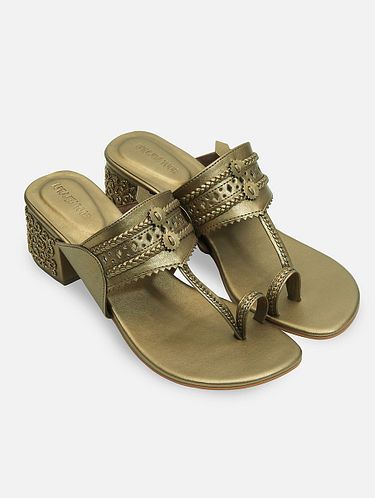 Buy Hashi Heels Aprajita Toor Metallic Kolhapuri block heels and wedges Online at Jaypore.com Stunning Heels, Shopping Coupons, Heels For Women, Heels & Wedges, Women's Heels, Elevate Your Look, Womens Heels, Slip On Sandal, Block Heels