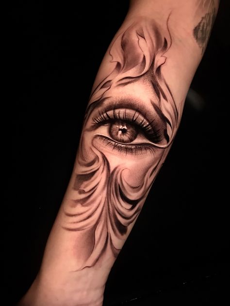 Eye tattoo Under Eye Tattoo, 3rd Eye Tattoo, Realistic Eye Tattoo, All Seeing Eye Tattoo, Eyeball Tattoo, Evil Eye Tattoo, Tattoo Shading, Hand And Finger Tattoos, Forearm Tattoo Women