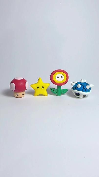 Super Mario Clay Charms Clay Crafts Figures, Mario Clay Figures, Clay Mario Characters, Cute Air Clay Ideas, Model Clay Ideas For Kids, Coloured Clay Ideas, Playdough Ideas For Kids, Clay Little Figures, Simple Modeling Clay Ideas