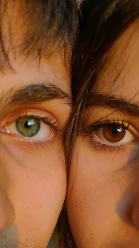 Eye Couple Photo, Couples Eyes Pics, Couple Eyes Aesthetic, Brown And Blue Eyes Couple, Look Of Love Couples Eyes, Brown Eyes And Blue Eyes, Brown And Green Eyes, Brown Hair Boy, Best Couples