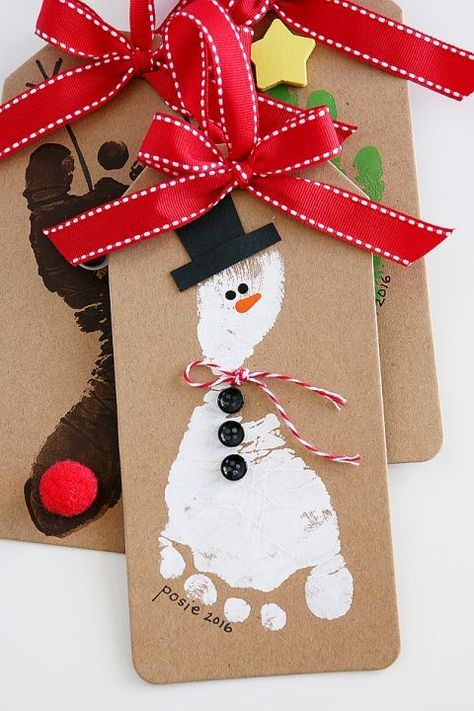 Snowman Footprint Christmas Ornament | Handprint and footprint Christmas Ornaments Footprint Christmas Ornaments, Diy Gifts For Christmas, Hand Print Art, Baby Christmas Crafts, Footprint Crafts, Christmas Crafts For Toddlers, Handprint Crafts, Preschool Christmas, Toddler Christmas