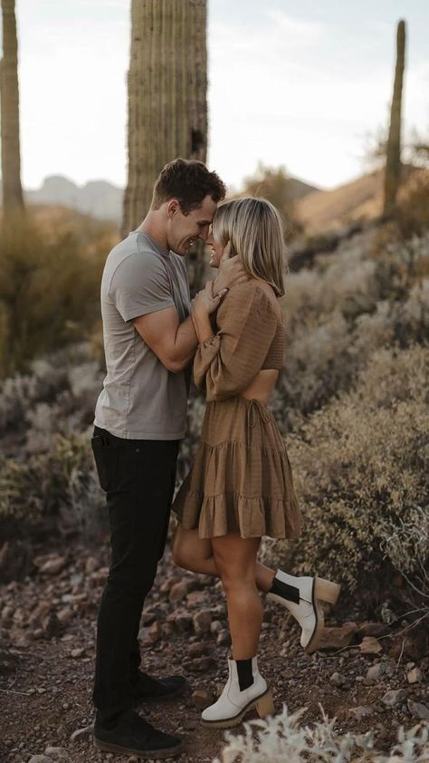 Desert Proposal, Engagement Outfits Summer, Engagement Photo Outfits Summer, Photo Engagement, Engagement Picture Outfits, Engagement Pictures Poses, Engagement Picture, Arizona Desert, Cooper S