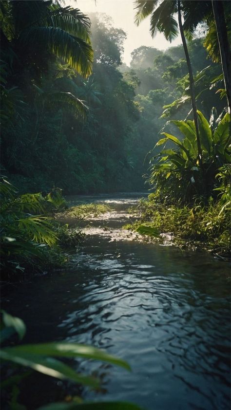 Jungle River, Rainforest Photography, Jungle Island, A Level Art Sketchbook, Media Branding, Aztec Tattoo, Amazon River, Forest Road, Pretty Landscapes