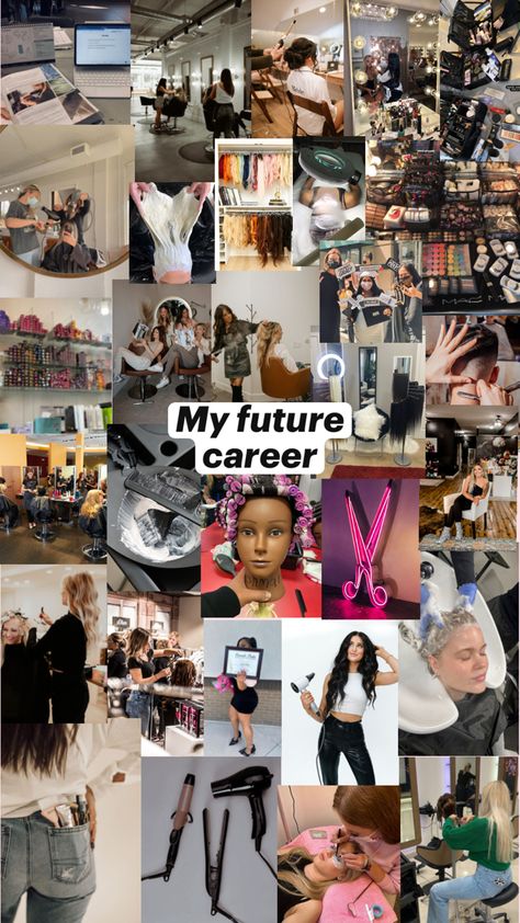 Cosmetologist in training Cosmetology Vision Board, Future Cosmetologist, Hairstylist Career, Beauty School Cosmetology, Hair Salon Marketing, Cosmetology School, Future Jobs, Beauty Goals, Business Hairstyles