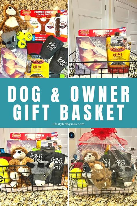 Gift Baskets For Dogs, Dog Basket Gift, Doggie Gift Basket Ideas, New Puppy Gift Baskets, Dog Themed Raffle Basket Ideas, Dog Auction Basket Ideas, Dog Gift Basket Ideas Diy, Dog Mom Gift Basket, Pet Basket Ideas