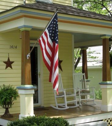 Flag pole Mid Century Ranch, House Accessories, Flag Pole, Back Porch, Cool Rooms, Ranch House, Porch Decorating, Painting Inspiration, Front Porch