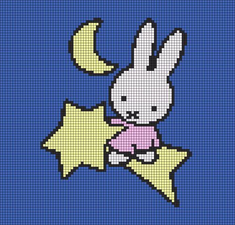 Alpha pattern #165250 | BraceletBook Miffy Tapestry Crochet, Miffy Cross Stitch Pattern, Pig Alpha Pattern, Miffy Cross Stitch, Miffy Grid Pattern, Alpha Patterns 2 Colors, Miffy Alpha Pattern, Miffy Pixel Art, Studio Ghibli Alpha Pattern