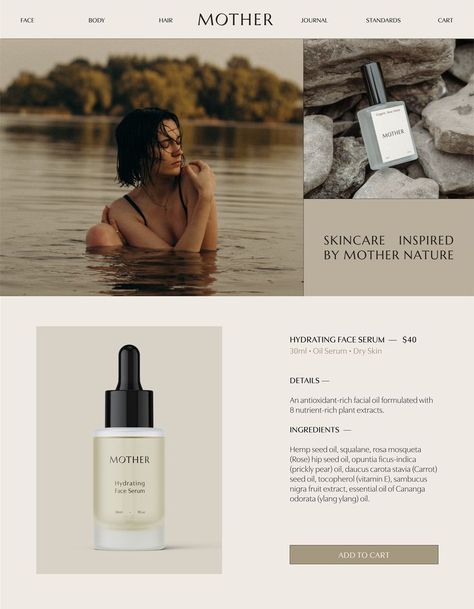 Skin care product brand, web and box design Layout Editorial, Mises En Page Design Graphique, Beautiful Website Design, Website Design Inspiration Layout, Skincare Branding, Natural Skincare Brands, Creative Website Design, Daucus Carota, Inspiration Board Design