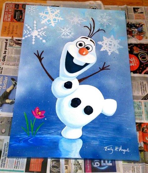 40 Pictures of Cool Disney Painting Ideas 26 Disney Canvas Paintings, Frozen Painting, Disney Canvas Art, Disney Canvas, Christmas Canvas Art, Disney Paintings, Christmas Paintings On Canvas, Disney Frozen Olaf, Frozen Olaf