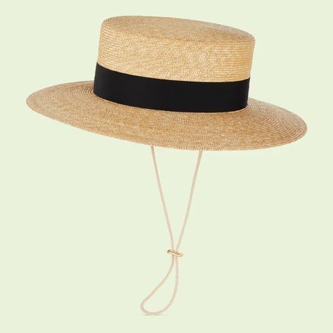 Straw boater hat in beige | GUCCI® US Gucci Love Parade, Love Parade, Straw Boater Hat, Straw Boater, Elle Korea, Mens Sun Hats, Resort Fashion, Italy Print, Boater Hat