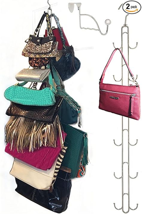 Over Door Hanging Purse Storage Organizer - Purse Hanger for Closet Heavy Duty Chrome, Holds 50lbs, Swivels for Easy Access; Purses, Handbags, Crossovers, Backpacks,12 Hooks : Arts, Crafts & Sewing Purse Rack, Store Purses, Boot Hanger, Hanging Purses, Handbag Holder, Organizer Purse, Purse Storage, Purse Hanger, Handbag Storage