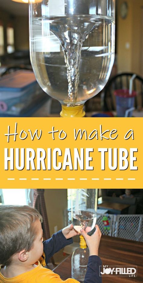 Learn how to make a hurricane tube of your own - a great activity for when you are studying weather, or space, or just want a fun activity for kids.  #hurricane #hurricanetube #sciencefun #scienceactivity #elementaryscience Natural Disasters For Kids, Natural Disasters Activities, Weather Activities For Kids, Science Experience, Elementary Curriculum, Creative Curriculum, Science Activities For Kids, Weather Activities, Preschool Science