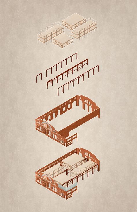 Building Diagram Architecture, Exploded Isometric Architecture, Structure Axonometric, Architectural Axonometric, Exploded Axonometric Architecture, Axonometric Drawing Architecture, Exploded Isometric, Architecture Isometric, Transformation Architecture