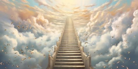 Abstract representation of a stairway to... | Premium Photo #Freepik #photo #sky-light #stairway-heaven #heaven #sky-clouds Stairs To Heaven, Sky Light, Stairway To Heaven, Visual Display, Iconic Photos, Sky Clouds, To Heaven, Life Photography, Vector Photo