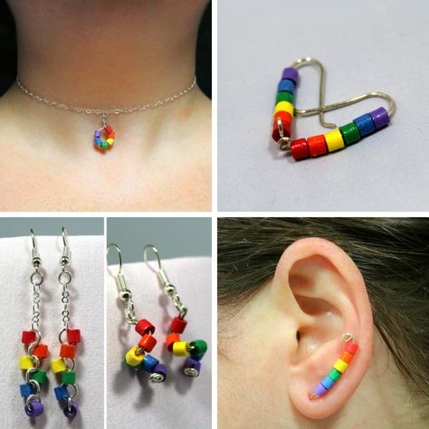 Rainbow Jewelry for Pride Month! | Sweethearts and Crafts Pride Jewellery Diy, Pride Beaded Jewelry, Pride Accessories Diy, Pride Jewelry Diy, Keychains To Make, Lgbtq Jewelry, Pride Bracelets, Pride Ideas, Pride Jewellery