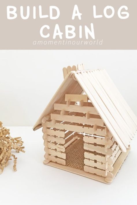 Build a log cabin like the ones the Pioneer families lived in. Goes well with the Little House books. Paddle Pop Sticks Craft, Paddle Pop Stick Craft, Log Cabin Craft, Pioneer Day Activities, Pop Stick Craft, Pioneer Activities, Craft Stick Projects, Stick Projects, Study Craft