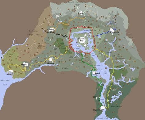 Elder Scrolls Cyrodiil, Elder Scrolls Map, Fantasy Wilderness, Skyrim Map, Fantasy City Map, Map Layout, Elder Scrolls Art, Imaginary Maps, Fantasy World Map