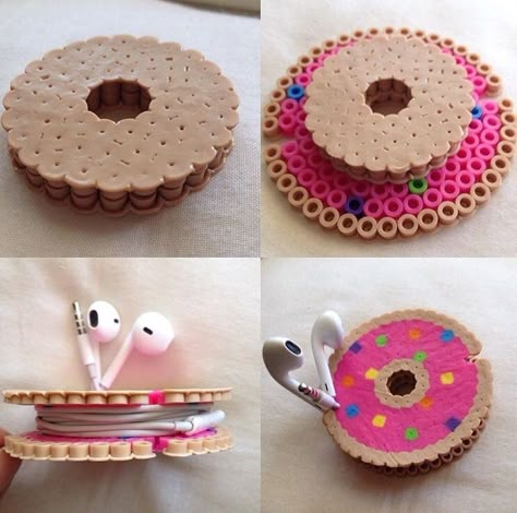 Donut Coasters, Perler Bead Coasters, Perler Coasters, Hama Beads Coasters, Melty Bead Designs, Easy Perler Beads, Hamma Beads Ideas, Easy Perler Bead Patterns, Zestaw Ikon