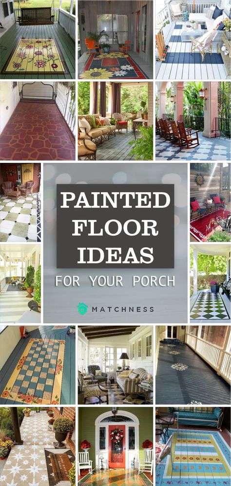 Painted-floor-ideas-for-your-porch1 Painted Deck Floors, Painted Floor Ideas, Painted Cement Patio, Stenciled Concrete Floor, Painted Porch Floors, Diy Painted Floors, Paint Concrete Patio, Painted Concrete Steps, Floor Paint Colors