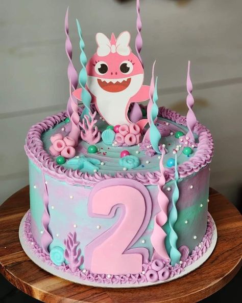 (1) WhatsApp Birthday Cake For Baby Girl 2nd, Second Birthday Cake Girl, Bebefinn Cake Ideas, Baby Shark Birthday Party Girl Cake, Baby Shark 2nd Birthday Party Girl, Baby Shark Girl Birthday Party, Baby Shark Cake Girl, Bebefinn Birthday Party, Baby Shark Cake Ideas