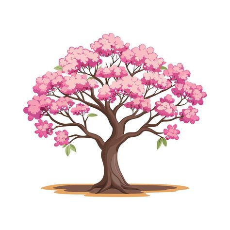 Sakura Illustration, Tree With Pink Flowers, Flowers Sakura, Pink Flowering Trees, Sakura Tree, Tree Saw, Blossom Tree, Cherry Blossom Tree, Cityscape Photos