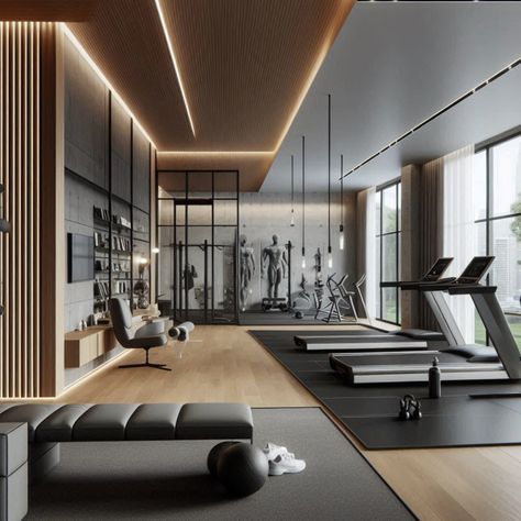 Discover modern home gym designs with sleek equipment and minimalist decor. Elevate your workout space with contemporary style. #ModernGym #MinimalistDesign #FitnessGoals #HomeWorkout #GymInspiration Modern Home Gym Design, Gym Interiors, Minimalist Gym, Modern Home Gym, Small Home Gym Ideas, Back Strength, Home Gym Inspiration, Small Home Gym, Gym Room At Home