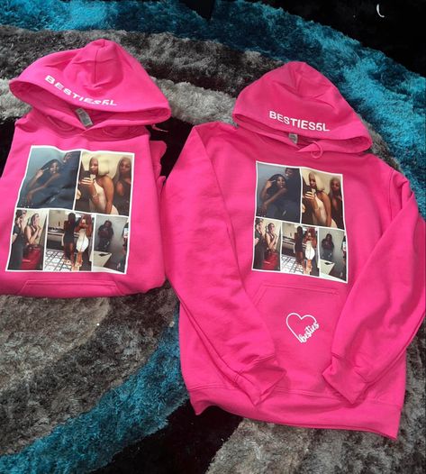 Matching Outfits Best Friend Winter, Cute Pink Hoodie Outfit, Hoodie Ideas For Boyfriend, Making A Hoodie For Bf, Bf And Gf Matching Hoodies Diy, Girlfriend And Girlfriend Outfits, Custom Hoodie For Boyfriend, Couple Matching Hoodies Pictures, Customized Hoodies For Boyfriend