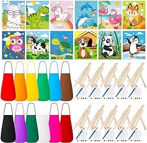 Ireer 84 Pcs Kids Paint Party Set Include 12 Animal Pre Drawn Canvas 12 Brushes 12 Palettes 12 Set Acrylic Paints 12 Apron Canvas Painting Kit for Kids Art Paint Party Valentines Gift Art Party Activities For Kids, Kids Sip And Paint Party Ideas, Kids Paint Party Ideas, Paint Party Ideas For Kids, Art Party Activities, Kids Paint Party, Art Paint Party, Pre Drawn Canvas, Kids Painting Party