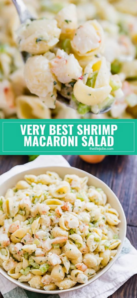 Shrimp Macaroni Salad, Shrimp Macaroni, Shrimp Pasta Salad, Sea Food Salad Recipes, Shrimp Salad Recipes, Best Macaroni Salad, Macaroni Salad Recipe, Seafood Salad, The Picnic