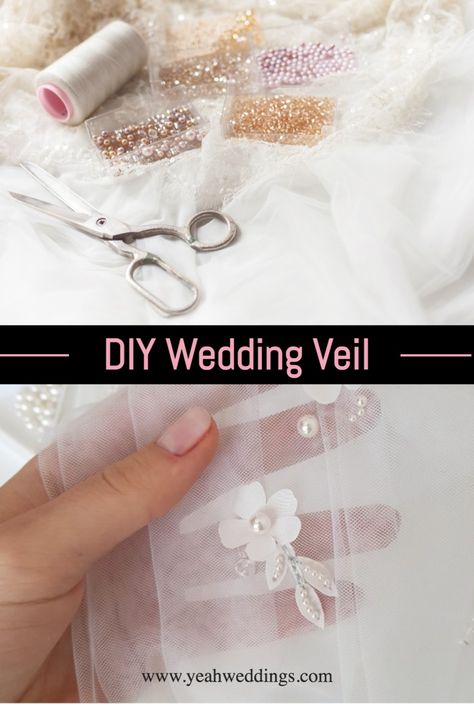 Make Your Own Veil Bridal, Homemade Veil Wedding Diy, How To Make A Bridal Veil, Diy Pearl Veil, Diy Cathedral Veil, How To Embroider A Veil, Wedding Veil Patterns, How To Make A Veil Diy Wedding, Diy Veil Wedding