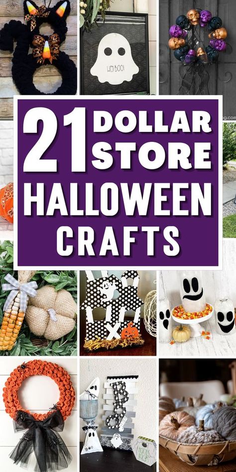 21 DIY Dollar Store Halloween Crafts Dollar Store Halloween Crafts, Dollar Store Halloween Diy, Halloween Centerpieces, Cheap Halloween Diy, Diy Halloween Crafts, Halloween Crafts To Sell, Dollar Store Halloween Decorations, Cheap Halloween Decorations, Halloween Craft Projects