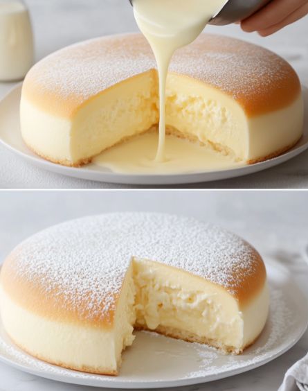 Fluffy Japanese Cheesecake: The Dreamiest Dessert You'll Ever Make! 🍰 - Crafty Home Creators Light And Fluffy Japanese Cheesecake, Japan Cheesecake Recipes, Japanese Fluffy Cheesecake Recipe, Cheesecake With Cake Base, Souflee Recipes Dessert, Japanese Fluffy Cake, Japanese Cotton Cheesecake Recipe, Japanese Cheescake, Japanese Fluffy Cheesecake