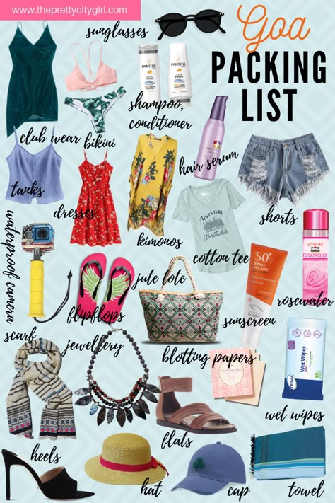 GOA PACKING LIST, GOA PACKING GUIDE, WHAT TO PACK FOR GOA TRIP. INDIA TRAVEL #backpackingpackinglist Goa Packing List, India Travel Outfit, Outfits For India, Goa Outfits Beach, Goa Outfits Women, Goa Dress, Goa Outfits, Goa Trip, Pretty City