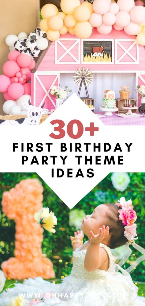 Birthday Themes One Year Old, One Year Bday Themes, 1 St Birthday Girl Year Old Ideas, First Birthday Themes For Baby Girl, 1yr Birthday Party Ideas Girl, First Birthday Twin Themes, Outside 1st Birthday Party Ideas, One Year Old Birthday Theme Ideas, 1sr Birthday Party Themes Girl