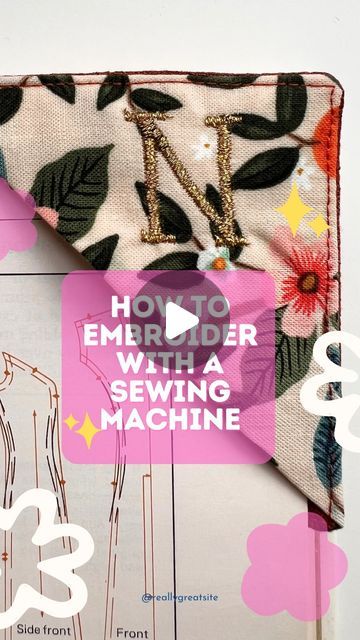 How to Embroider with a regular Sewing Machine! My recent bookmark reel went viral and I had a lot of questions asking how to do the embr... | Instagram Embroider With Sewing Machine, Embroidery On Sewing Machine, Embroidery With A Sewing Machine, How To Machine Embroidery, How To Embroider With Sewing Machine, How To Do Embroidery, Embroidery With Sewing Machine, Beginning Embroidery, Machine Embroidery Tutorials