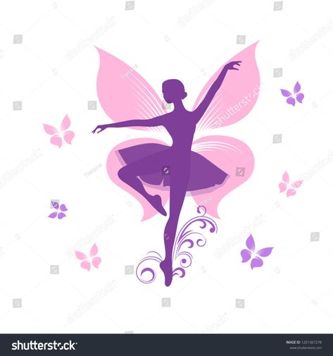 Ballet Butterfly, Ballerina With Wings, Dandelion Ballerina, Sitting Fairy Silhouette, Fairy Mural, Fairy Riding Butterfly, Fairy Silhouette, Flat Icon, Butterfly Wings