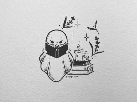 Crisp Ink Tattoo, Crisp Ink, Reading Tattoo, Halloween Reading, Lafayette Louisiana, Ghost Tattoo, Mushroom Drawing, Cute Easy Doodles, Coloring Pages Inspirational