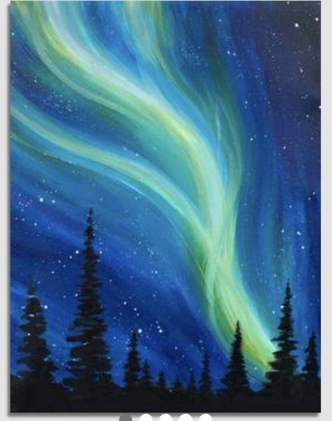 Person Painting, Northern Lights Painting, Easy Landscape Paintings, Master Artists, Sunrise Painting, Northern Light, Paint Nite, Sky Painting, Small Canvas Art