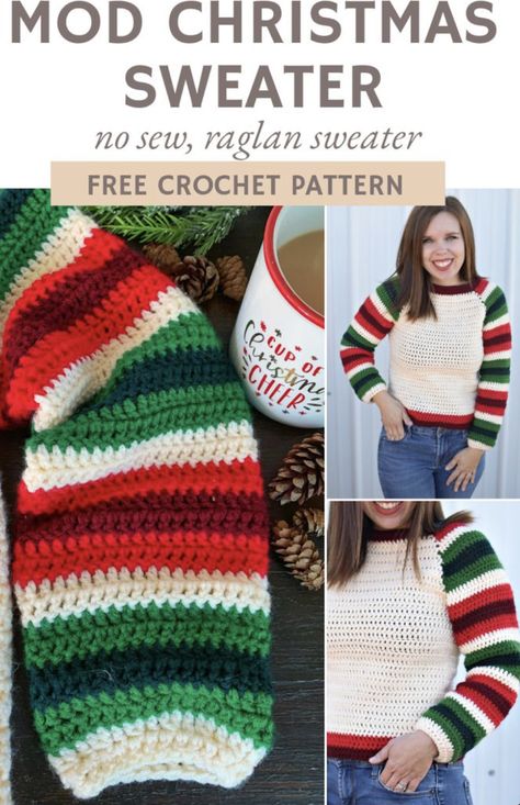 November Crochet, Christmas Sweater Crochet Pattern, Ugly Christmas Sweater Pattern, Christmas Sweater Pattern, Mod Christmas, Baby Frock Pattern, Sweater Crochet, Holiday Crochet, Sweater Crochet Pattern