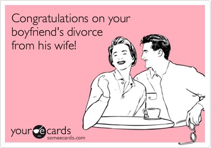 If only I saw this when our divorce was first final!! I LOVE this!!! Would have been a great card to send her!! Divorce Memes, Divorce Celebration, Cheating Husband, Divorce Humor, Divorce Quotes, E Card, Someecards, Ex Husbands, Funny Cards