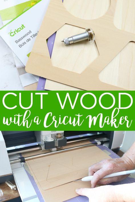 Learn how to cut wood with a Cricut Maker and the knife blade. An easy tutorial including types of wood, how to put it on the mat, and more! #cricutmaker #cricut #cricutcreated #knifeblade #wood #woodcrafts #cuttingwood #cricutcrafts #cricutprojects #crafts #creativity #create #diy #diyprojects Basal Wood Cricut, Cricket Maker Wood Projects, Cricut Maker Balsa Wood Projects, Engraving Wood With Cricut Maker, Cricut Cut Wood, How To Cut Wood With Cricut Maker, Cricut Balsa Wood Projects, Cricut Wood Cutouts, Basswood Cricut