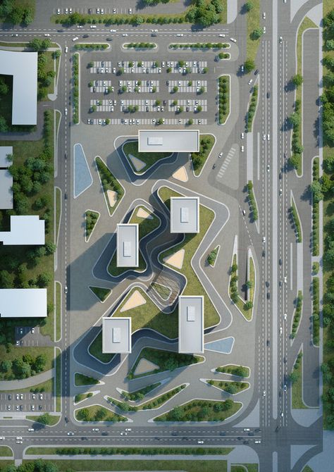 Parking Site Plan, Site Plan Design Ideas, Site Plan Design Architecture Ideas, Plaza Design Plan, Site Design Architecture, City Square Design, Architecture Plan Design, Park Site Plan, Site Plan Rendering