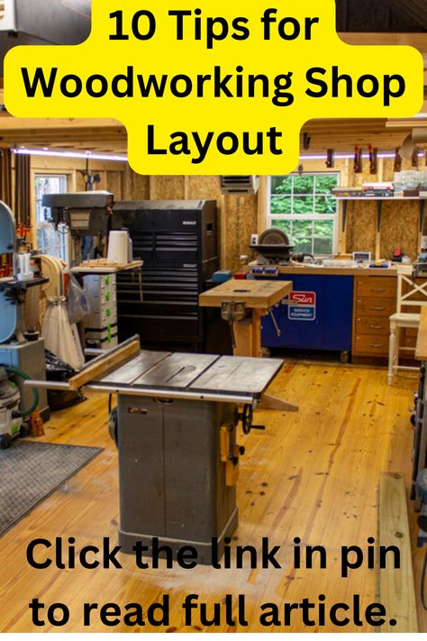 Transform your woodworking space with these 10 essential tips for the perfect shop layout! From maximizing efficiency to creating an organized oasis, these woodworking shop layout ideas will take your craft to the next level. 🪚✨ #Woodworking #ShopLayout #DIYProjects #Craftsmanship #WoodworkersDream Woodwork Shop Layout, Small Woodworking Shop Layout, Small Woodshop Layout, Wood Shop Design, Workshop Layout Ideas, Small Shop Layout, Wood Shop Layout, Shop Layout Ideas, Woodshop Layout