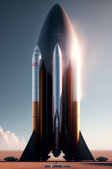 Prompt usado para gerar a imagem: Photograph of Spacex starship on top of Falcon Heavy rocket with boosters, UHD, unreal 5 render, — Fonte da imagem: lexica.art Rocket Concept Art, Rocket Concept, Space Exploration Technologies, Model Rocketry, Spacex Starship, Falcon Heavy, Neutron Star, Astronaut Art, Spaceship Concept