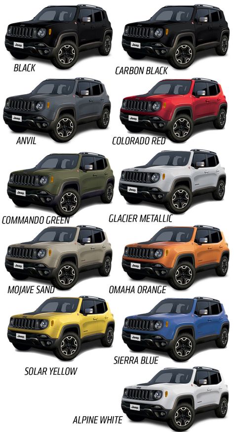 2015 Jeep Renegade Will Come In A Big Selection Of Great Colors Green Jeep Renegade, Jeep Renegade Trailhawk, Sierra Blue, Car Jeep, 2015 Jeep Renegade, Black Sign, 2015 Jeep, 2016 Jeep, Jeep Lover