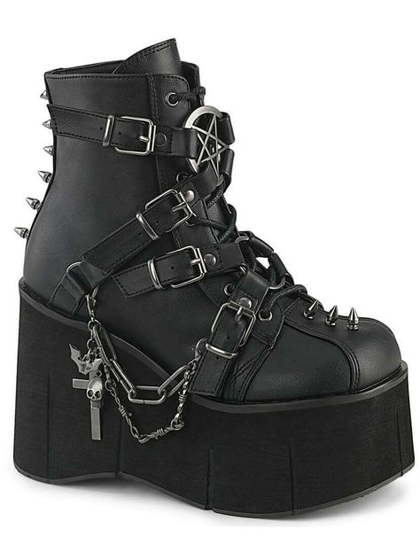 Alt Shoes, Skz Concert, Black Platforms, Boots Goth, Demonia Boots, Thigh High Boots Flat, Pleaser Heels, Goth Shoes, Goth Boots